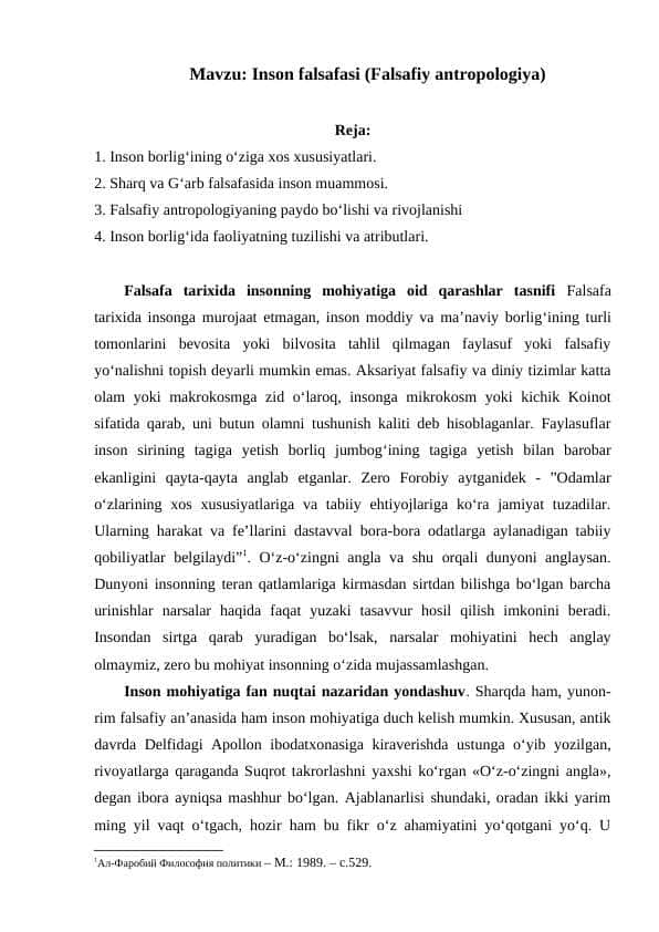 Inson falsafasi (Falsafiy antropologiya)