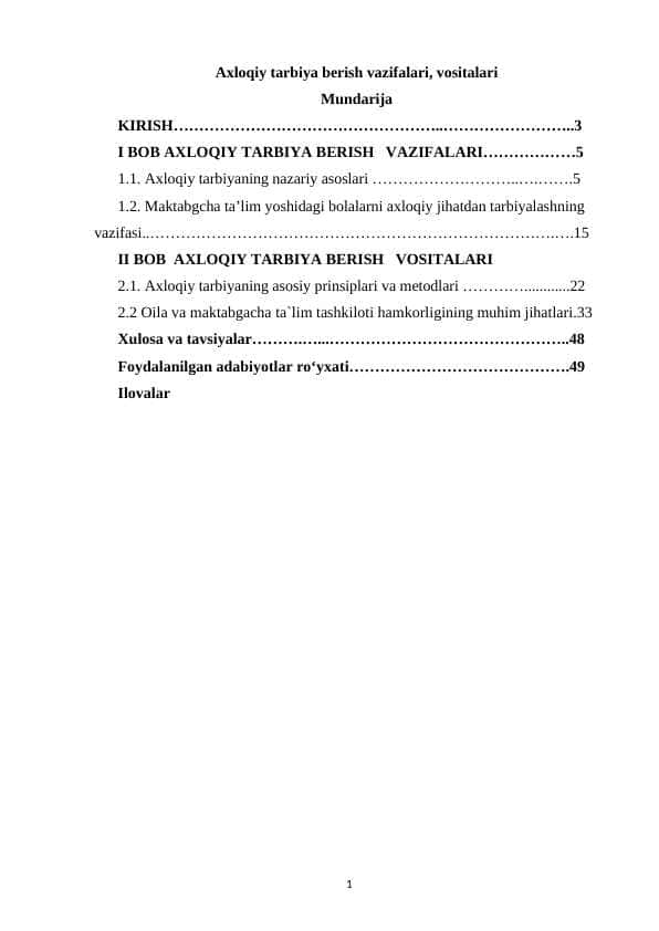 Axloqiy tarbiya berish vazifalari, vositalari