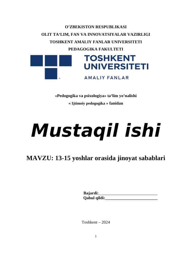 13-15 yoshlar orasida jinoyat sabablari