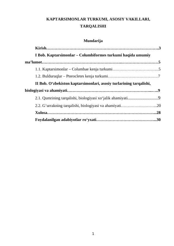 KAPTARSIMONLAR TURKUMI, ASOSIY VAKILLARI, TARQALISHI
