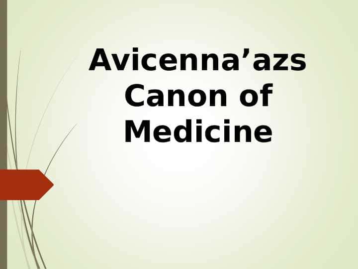 Avicenna’azs Canon of Medicine