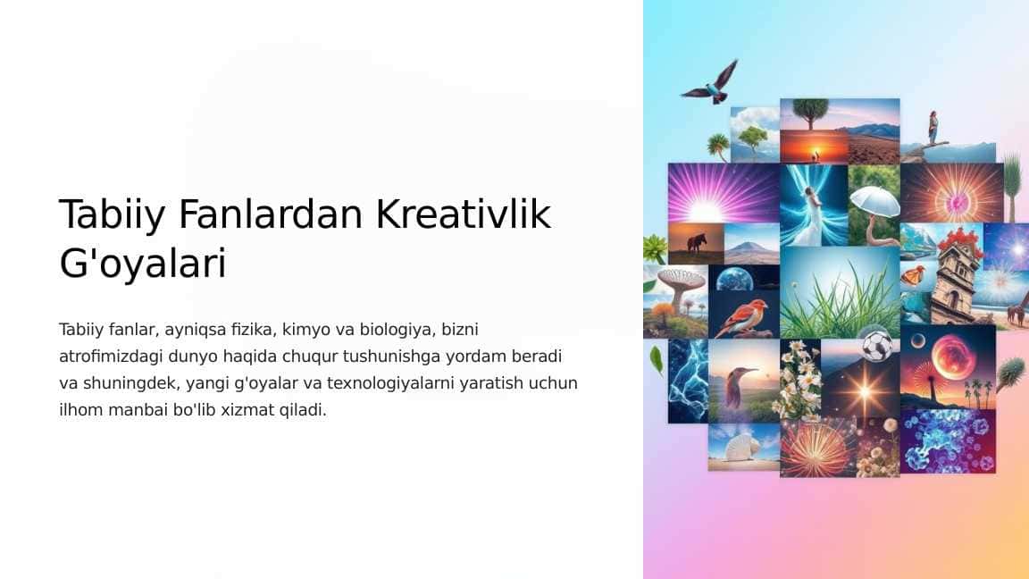 Tabiiy Fanlardan Kreativlik G'oyalari