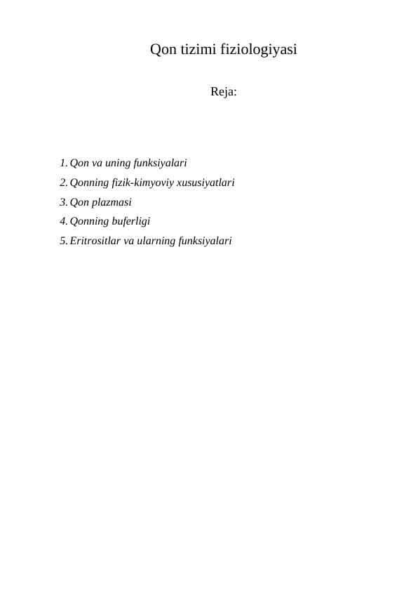 Qon tizimi fiziologiyasi