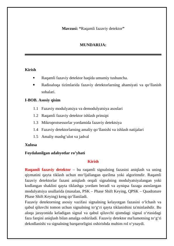 Raqamli fazaviy detektor