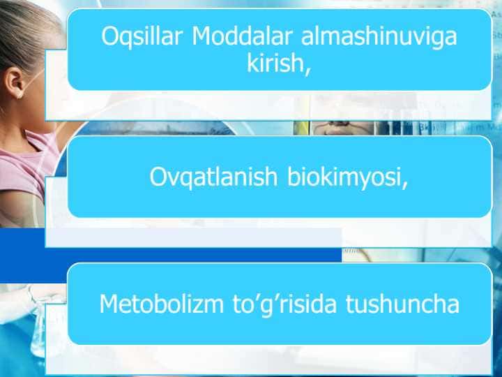 Oqsillar Moddalar almashinuviga kirish,
