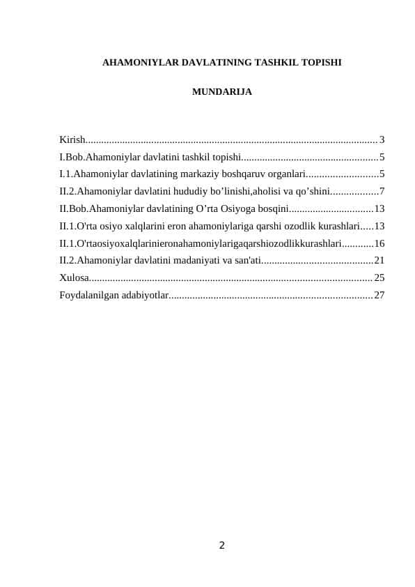 AHAMONIYLAR DAVLATINING TASHKIL TOPISHI