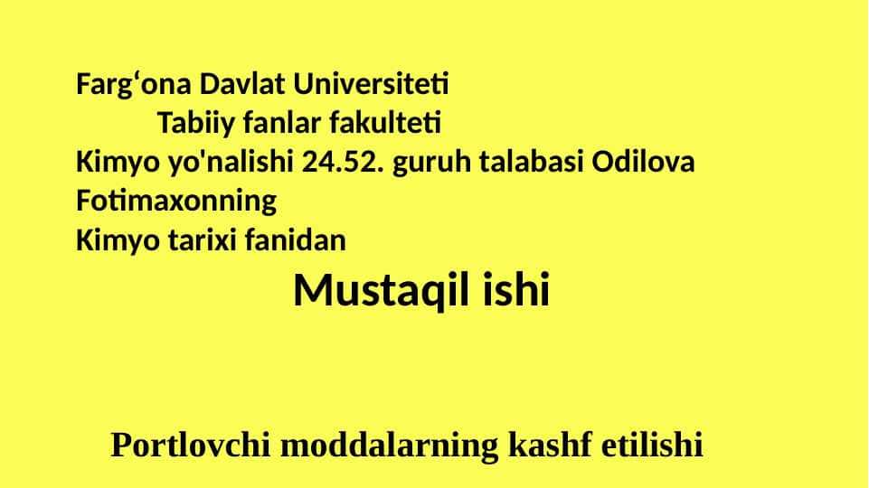 portlovchi moddalarning kashf etilishi
