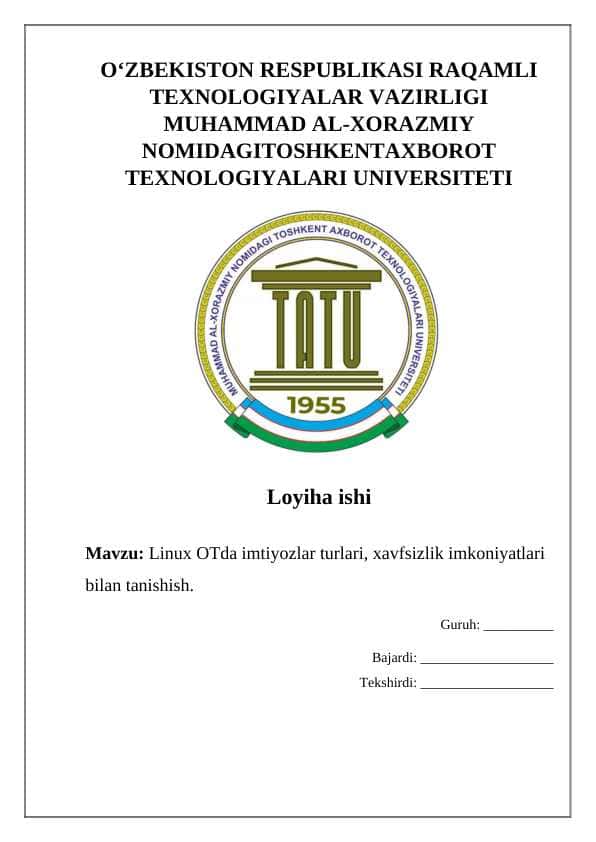 Linux OTda imtiyozlar turlari, xavfsizlik imkoniyatlari bilan tanishish