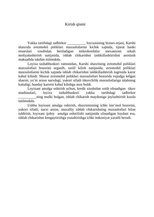 автомобил поликлари sotish biznesi