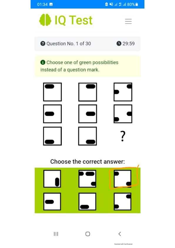 Argos IQ test javoblari bilan