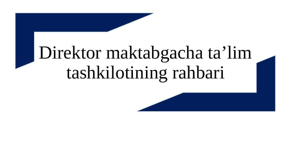 Direktor maktabgacha ta’lim tashkilotining rahbari