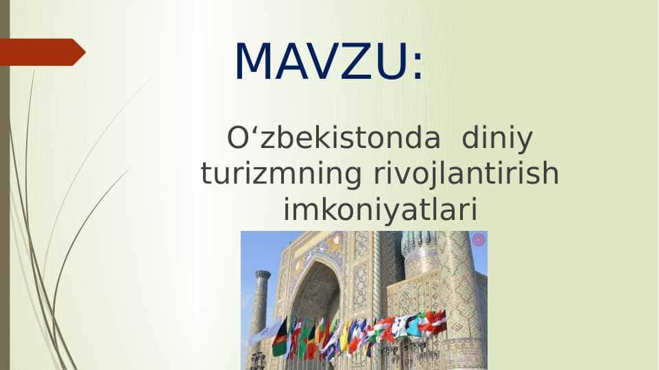 Oʻzbekistonda diniy turizmning rivojlantirish imkoniyatlari