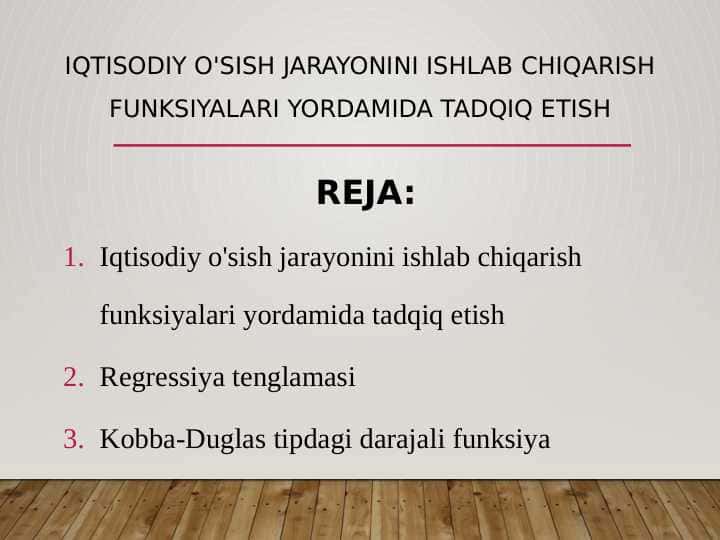 iqtisodiy o'sish jarayonini ishlab chiqarish funksiyalari yordamida tadqiq etish