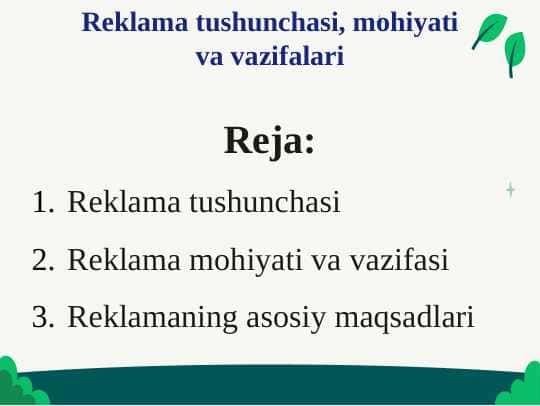 Reklama tushunchasi, mohiyati va vazifalari