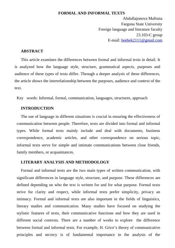 Formal and informal texts