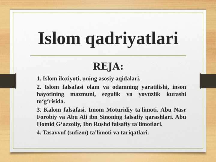 Islom qadriyatlari