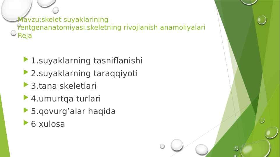 skelet suyaklarining rentgenanatomiyasi.skeletning rivojlanish anamoliyalari