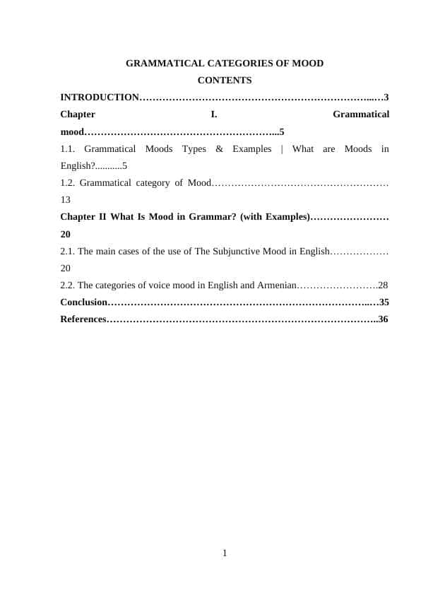 GRAMMATICAL CATEGORIES OF MOOD