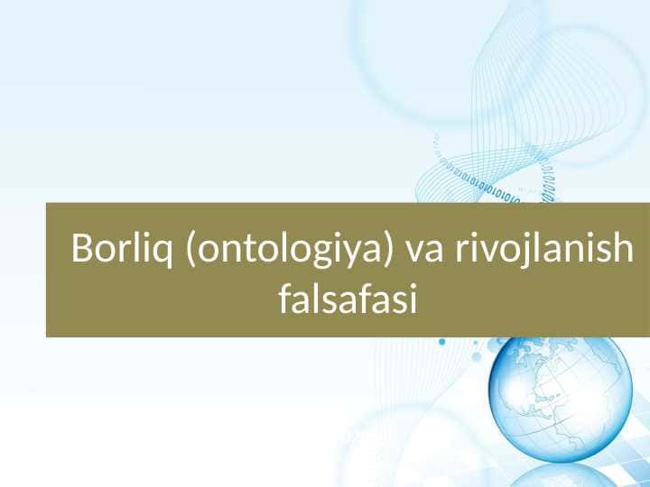 Borliq (ontologiya) va rivojlanish falsafasi