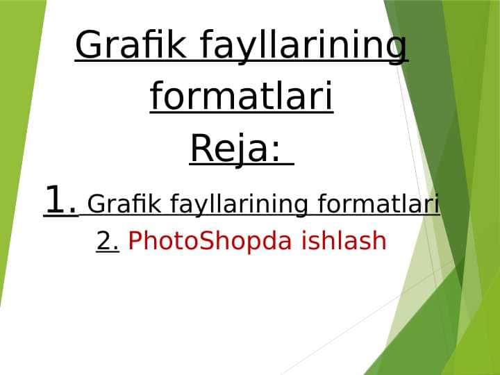 Grafik fayllarining formatlari