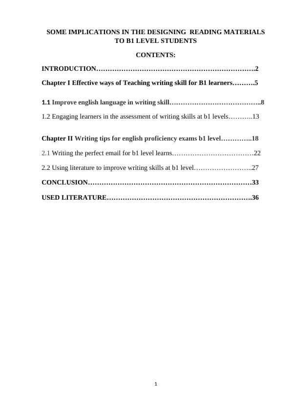 SOME IMPLICATIONS IN THE DESIGNING READING MATERIALS TO B1 LEVEL STUDENTS
