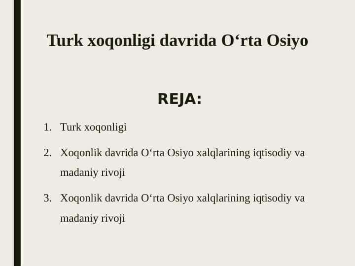 Turk xoqonligi davrida O‘rta Osiyo