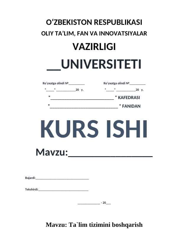 Ta`lim tizimini boshqarish