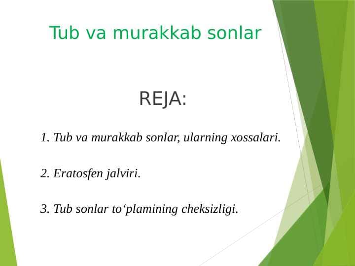Tub va murakkab sonlar
