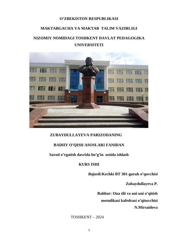 Savod o’rgatish davrida bo’g’in ustida ishlash
