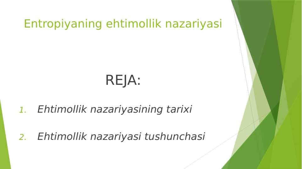 Entropiyaning ehtimollik nazariyasi
