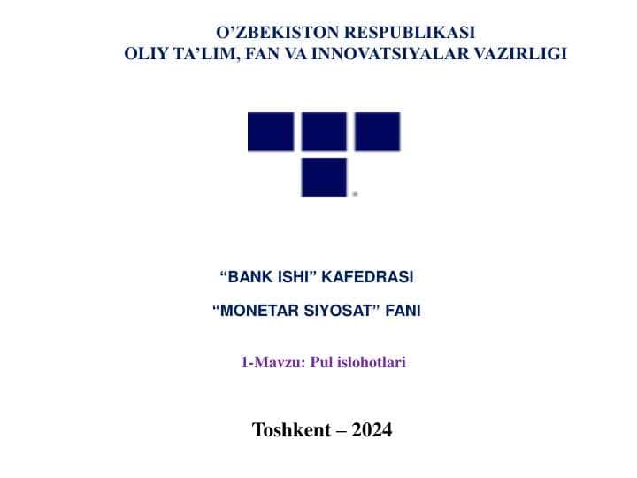 Pul islohotlarini amalga oshirishning zarurligi va shart-sharoitlari