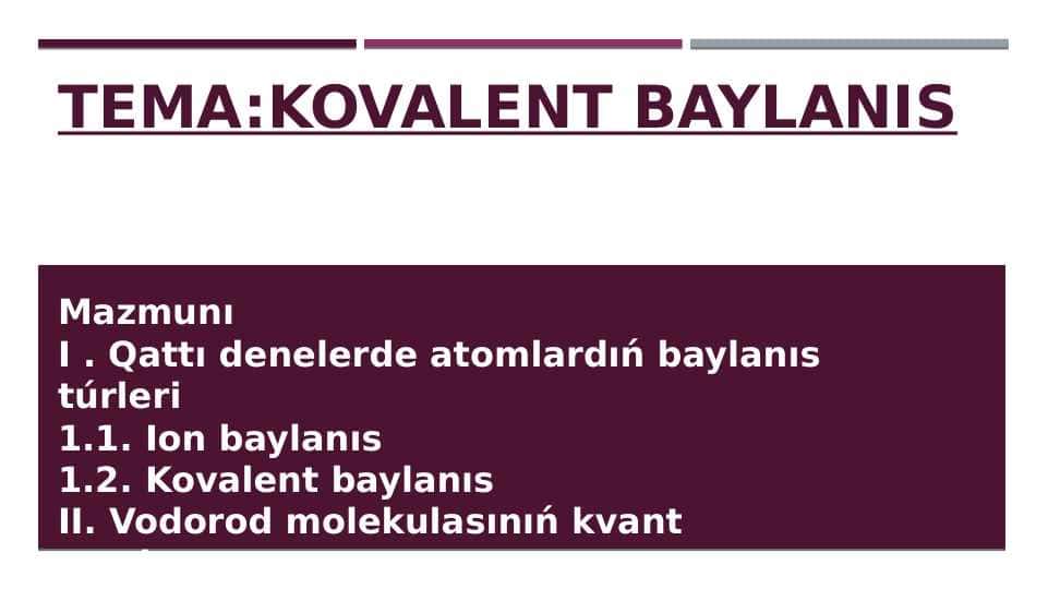 Kovalent baylanıs