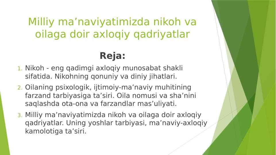 Milliy ma’naviyatimizda nikoh va oilaga doir axloqiy qadriyatlar