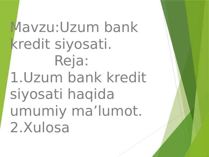 Uzum bank kredit siyosati