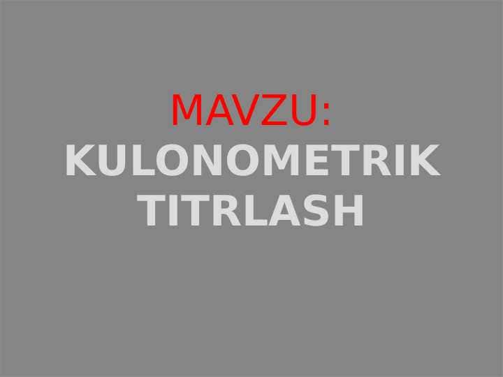Kulonometrik titrlash