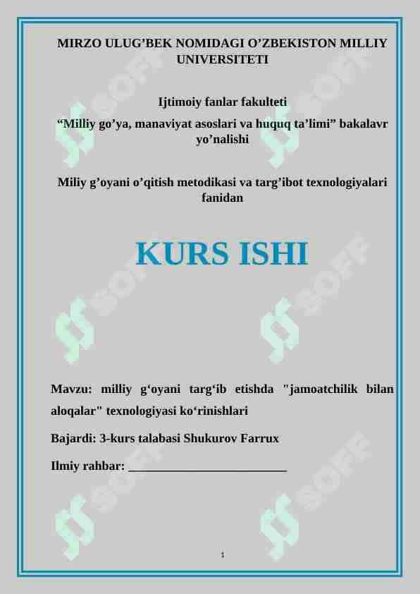 milliy g‘oyani targ‘ib etishda "jamoatchilik bilan aloqalar" texnologiyasi ko‘rinishlari