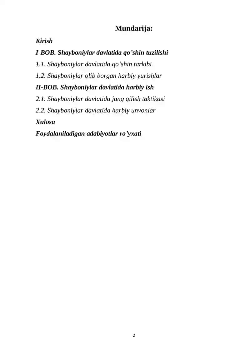 Shayboniylar davlatida qo’shin tuzilishi