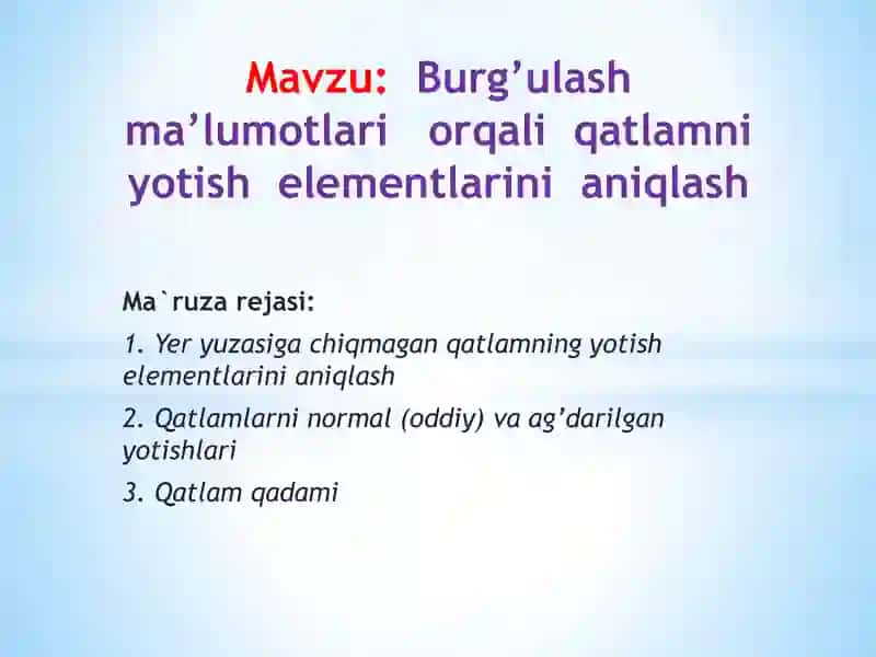 Burg’ulash ma’lumotlari
