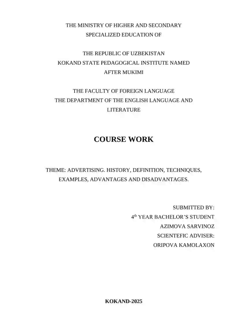 Advertising Course Work