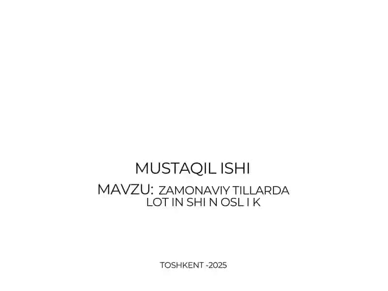 zamonaviy tillarda lotinshunoslik