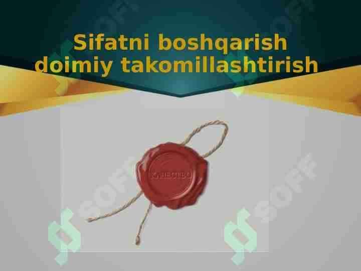 sifat boshqaruvi doimiy takomillashtirish