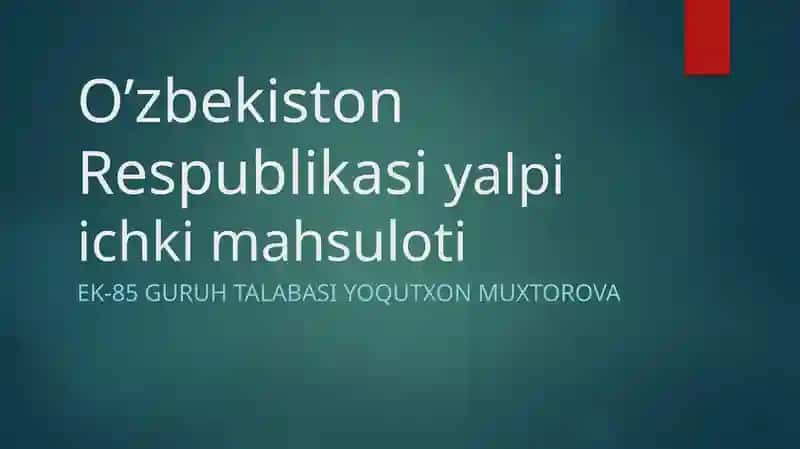 O’zbekiston Respublikasi Yalpiichki mahsuloti