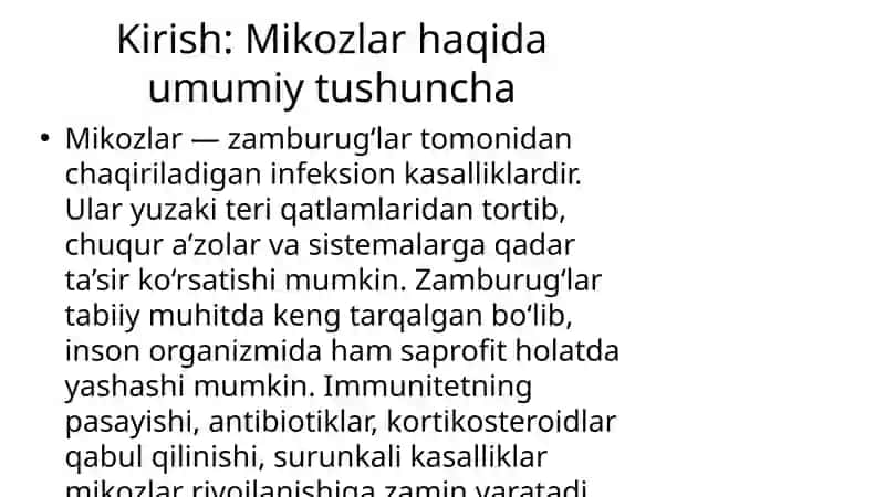 Mikozlar haqida umumiy tushuncha