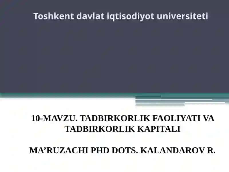 TADBIRKORLIK FAOLIYATI