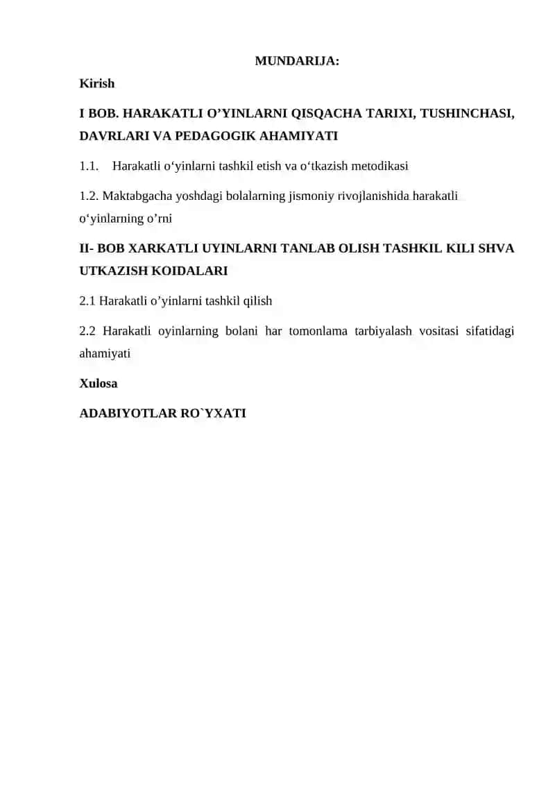 HARAKATLI O’YINLARNI QISQACHA TARIXI, TUSHINCHASI, DAVRLARI VA PEDAGOGIK AHAMIYATI