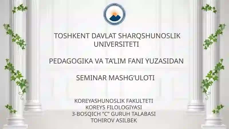 SEMINAR MASHG‘ULOTI