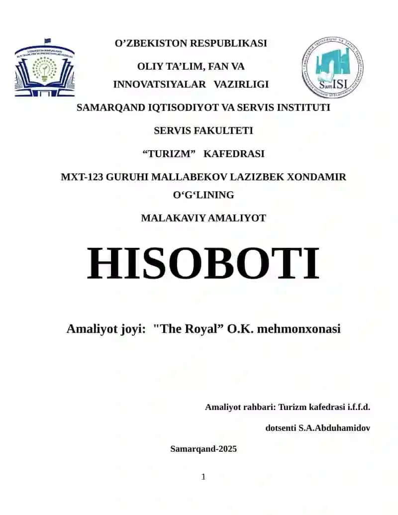MALAKAVIY AMALIYOT HISOBOTI
