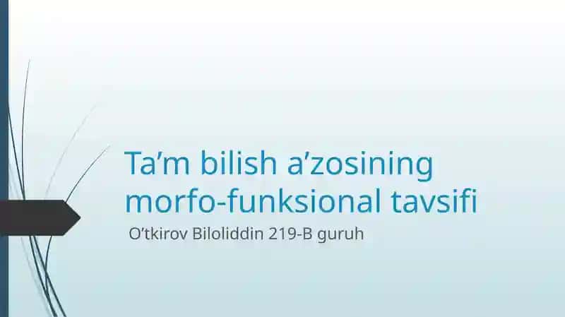 taʼm bilish aʼzosining morfofunksional tavsifi