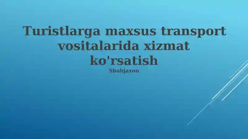 Maxsus transport vositalarida turistlarga xizmat ko'rsatish