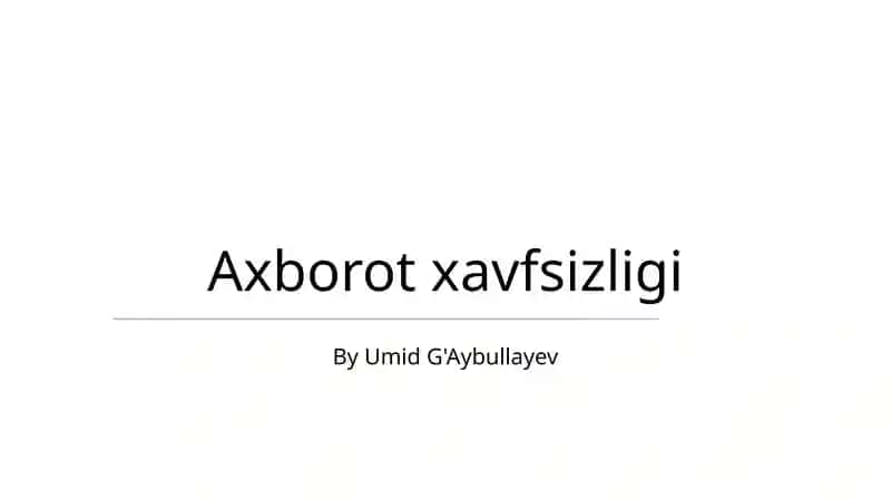 Xavfsizlik Madaniyati va Trening